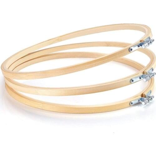 3 Pieces 10 Inch Round Wooden Embroidery Hoops Bamboo Circle Cross Stitch Hoop Ring