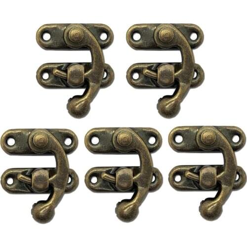 5Pcs Retro Antique Right Latch Hook Hasp Wood Jewelry Box Latch Hook Clasp Decoration For Decorative Cabinet Small Wooden Box
