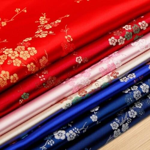 500cm*114cm High-grade nylon brocade satin plum fabric clothing suit wedding dress DIY cloth pillow cushion silk fabric