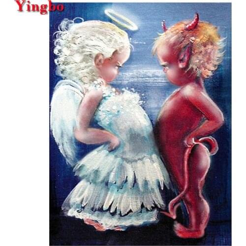 5D full Diamond Painting angel and demon Cross Stitch Picture mosaic Wall Art Living Room Bedroom Decor 3d rhinestone Embroidery