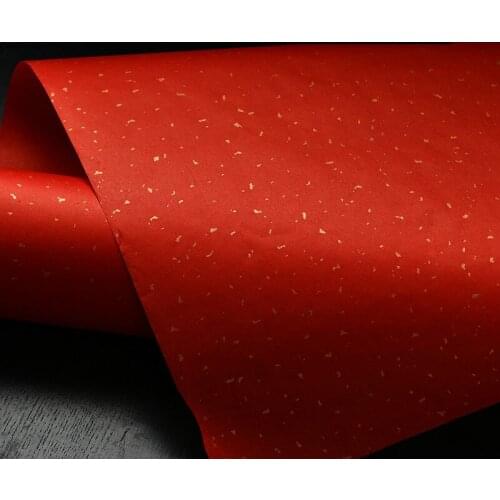 50m Gold Foil Xuan Paper for Painting Calligraphy Chinese Rice Paper Half-Ripe Chinese Roll Rice Paper with Scattered Gold Spot
