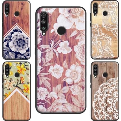 Wood Floral Pattern Case For Huawei P30 Lite P20 P40 P Smart Y6 Y7 2019 Nova 5T Honor 8A 8X 9X 10i 20 Pro