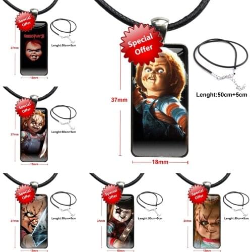 Cheap Real Chucky Horror Churse Of Chucky Childs Play Movie For Unisex Gift Fashion Glass Cabochon Pendant Necklace With Women