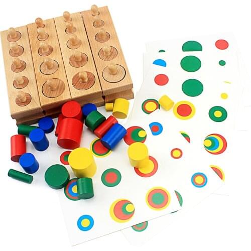 Baby Montessori Educational Wooden Toys Colorful Socket Cylinder Block Set For Children Educational Preschool Early Learning Toy