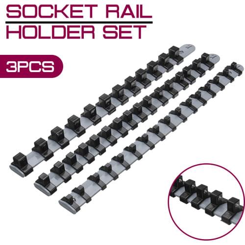 Dropshipping 3PCS/SET 1/4" 3/8" 1/2" Wall Wrench Organizer Socket Rack Storage Drive Rail Tray Holder Shelf Stand 34cm