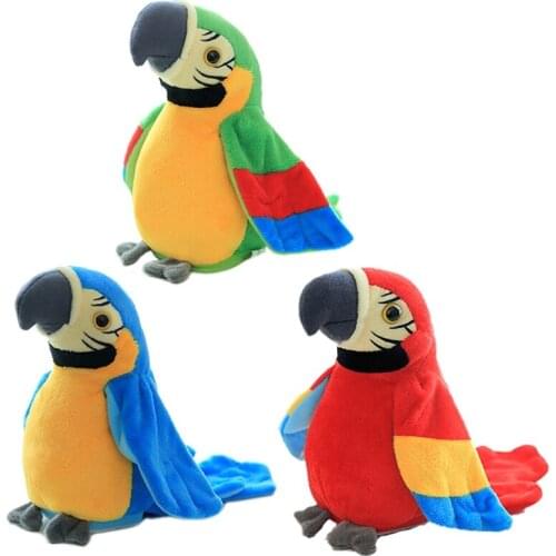 Multifunctional Electric Plush Parrot Speaking Talking Repeats Waving Simulation Bird Early Education Toy Gift