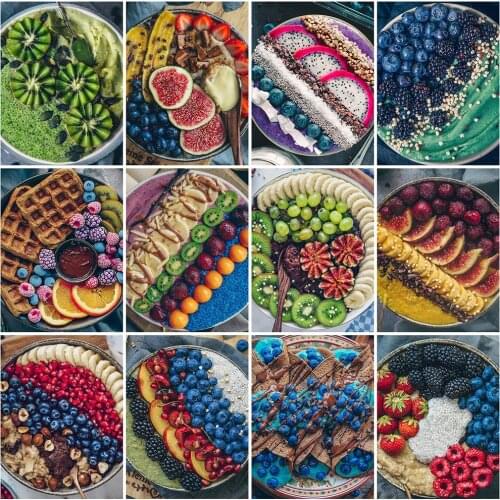 Evershine 5D DIY Diamond Embroidery Fruit Craft Kit Diamond Painting Food Landscape Rhinestone Picture Kitchen Decorations