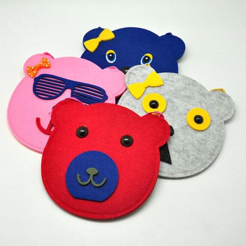 New Cartoon Bear Bag Felt Toy Mini Coin Purse Children Handbag Children Shoulder Bag Multifunctional Bag Christmas Gift