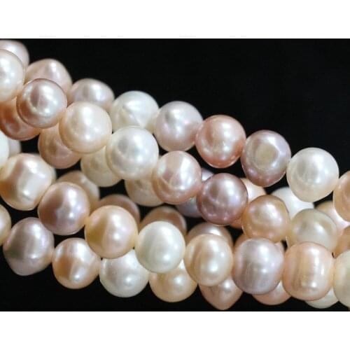 Classic Romantic Multicolor 7-8mm Natural Freshwater Pearl Loose Beads Approx Round High Quality Charms Diy Jewelry 15inch B1361
