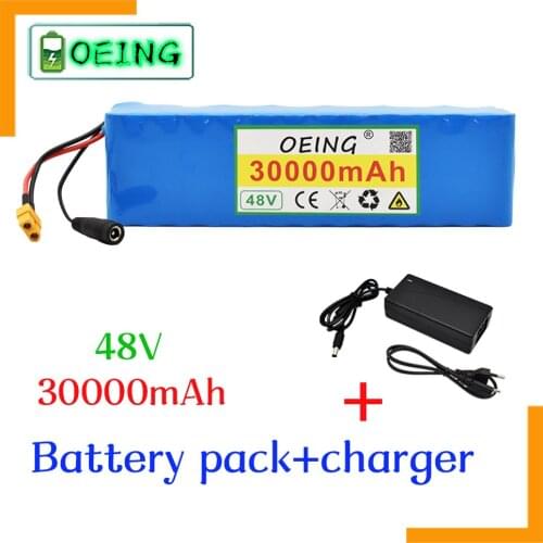 48V 30Ah 18650 lithium battery pack 13S3P 30000mAh 1000W High power battery 54.2V Ebike electric bicycle 25A BMS +42V 2A Charger