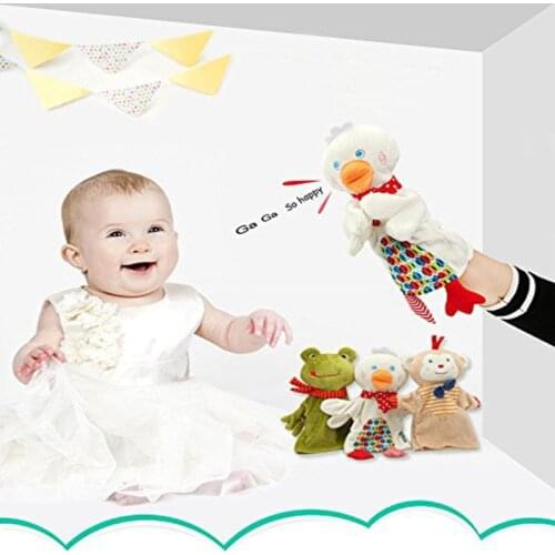 Kawaii Animal Hand Puppet Marioneta Puppet Dolls Plush Frog Monkey Hand Doll Learning Baby Toys Marionetes Fantoche Puppets