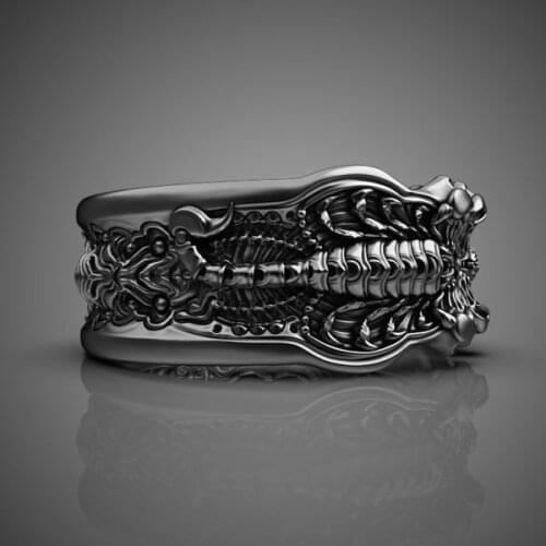 Black Scorpion Pattern Engraved Rings Scorpion Rings Punk Rock Men Wedding Party Biker Jewelry For Boys Fathers Day Gifts