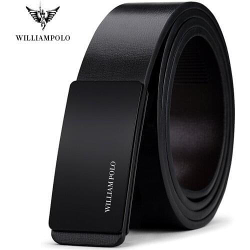 WILLIAMPOLO Luxury Top Brand belt men for belt 100% Cowhide Quality Leather waist belt Automatic Buckle Casual men belt hot gift