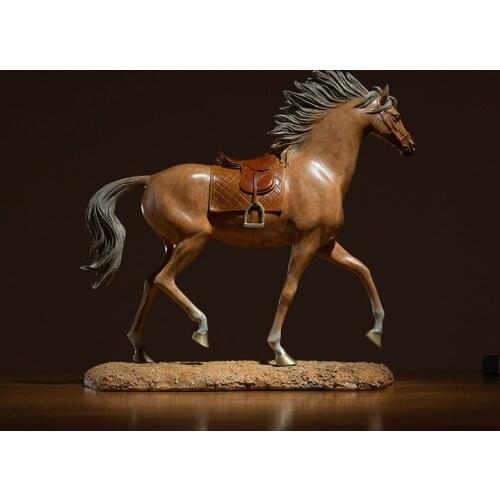 38CM LARGE GLOBAL LIMITED EDITION 2021 ORIGINAL ARABIAN HORSE COLOR BRASS SCULPTURE HOME OFFICE BUSINESS ART ANIMAL TOP ORNAMENT