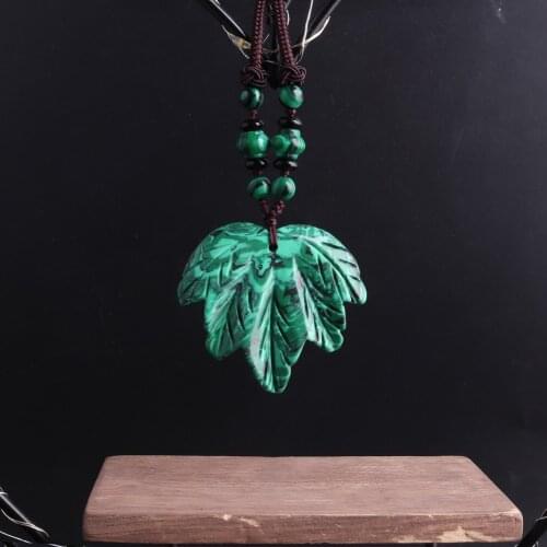 Imitation Malachite Maple leaf Pendant Necklaces Women Boho Charms Jewelry Amulet Pendulum For Dropshipping