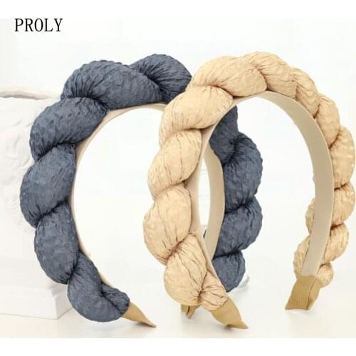PROLY New Fashion Braid Headband For Women Wide Side Thickened Sponge Hairband Multi-layer Entangled Turban Hair Accessories