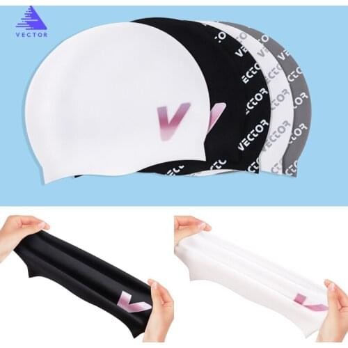 3D Men Women Long Hair Swimming Hat Cover Ear Bone Pool Elastic Professional Silica Gel Caps Waterproof Ear Protection Adult