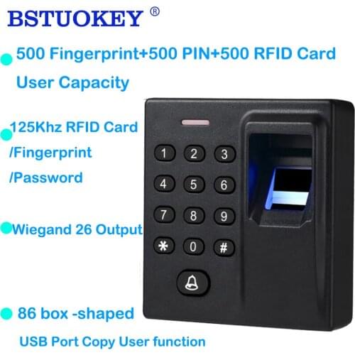 Door open 125Khz Fingerprint Access Control System Fingerprint machine MINI 86 size Wiegand 26 output 500 user RFID Reader