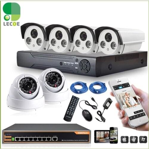 CCTV 8CH POE security System/kit with 8CH 1080P NVR ,6pcs 720P POE Cameras and 8ch POE Switch .330ft POE transmision