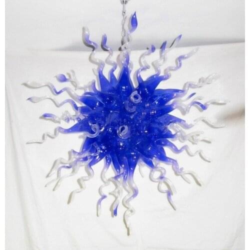 Contemporary Blue Shade Color LED Light Fixture Hand Blown Glass Chandelier Lighting