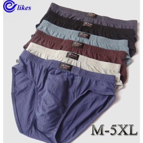 5pcs/lot Plus Big size 100% Cotton Briefs Mens Comfortable Underpants Underwear L/XL/2XL/3XL/4XL/5XL high quality