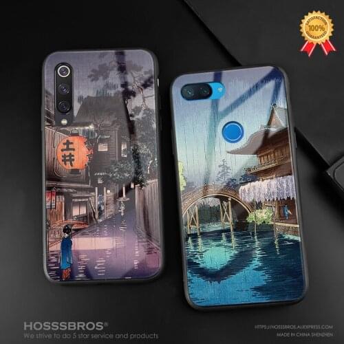 Ukiyo-e landscape Japanese art For Xiaomi Mi 8 9 SE Mix 2 2s 3 Redmi Note 5 6 7 8 Pro soft silicone glass phone case cover shell