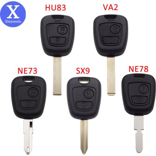 Xinyuexin 2Button Car Key Shell Case Fob for Peugeot 206 Partner Expert Boxer for Citroen C3 C2 HU83 VA2 SX9 NE73 NE78 Blade Key