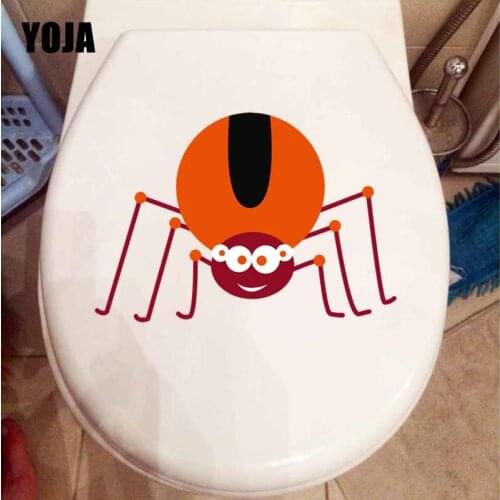 YOJA 23.6X16.3CM Cute Cartoon Spider Toilet Decal Wall Sticker Kids Room Decoration Funny Pattern T5-1343