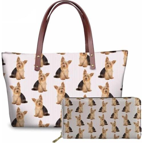 NOISYDESIGNS Yorkie Printing Dog Animal Top-handle Bags Large Shoulder Bag for Women Casual Tote Female Messenger Bags Fashion