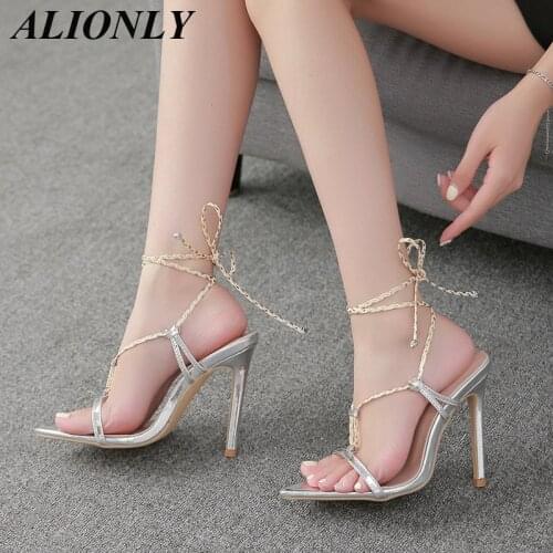 ALIONLY European and American New Style Hand-Woven Sandals for Women 2021 Summer Cross Strap Pointed Sandals Size 35-42