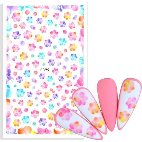 1 Sheet Cartoon characters plants animals forest flowers small fresh flowers 3D nail stickers Hyuna style nail patch waterproof