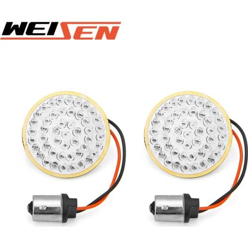 2 PCS 2 inch 1156 Bullet Red Color Round Plate Rear LED Turn Signals Light Motorcycle Lights For Harley Davidson Acessories