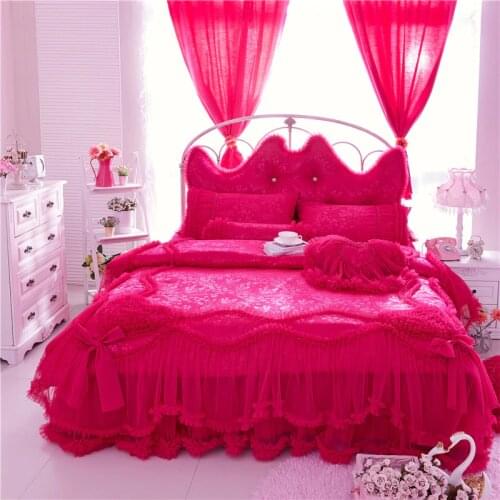 2017 Egypt cotton satin luxury Jacquard Bedding Set Twin Queen King size 3/4/7Pcs Duvet cover set Bedskirt Pillowcases bed linen