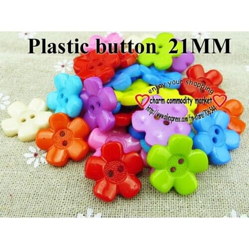 50PCS 21MM 10colors Dyed Plastic Flower Shape Buttons Coat Boots Sewing Clothes Accessories P-134