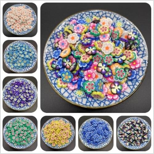 50pcs/Lot 10mm Clay Slices Flower Shape Polymer Clay Beads For Jewelry Making DIY Handmade Accessories Nail Art Slime Toys