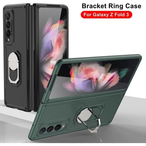 Bracket Case for Samsung Galaxy Z Fold 3 Armor Shockproof Phone Cover Ring Holder Hard Plastic Case For Galaxy Z Fold3
