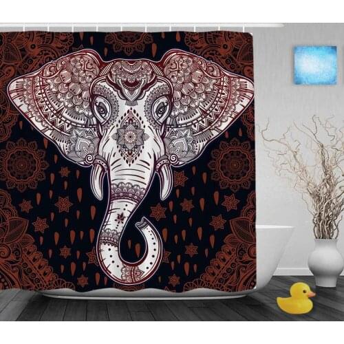Delicate Elefhant Animals Shower Cutains Beautiful Roman Pattern Bathroom Shower Curtains Polyester Waterproof Fabric With Hooks