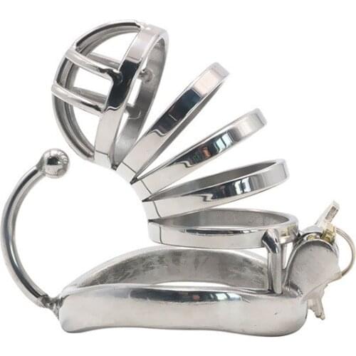 Long Type Stainless Steel Special Lock Penis Cage Cock Ring Chastity Device Catheter Cock Cage Sex Toys for Men Adult Toys