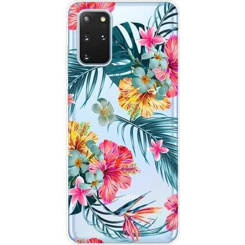 For Samsung Galaxy M10 M20 M30 A10 A20E A30 A40 A50 A70 Cover Soft Silicon Painted Flower White Black Clear Back Protective Case