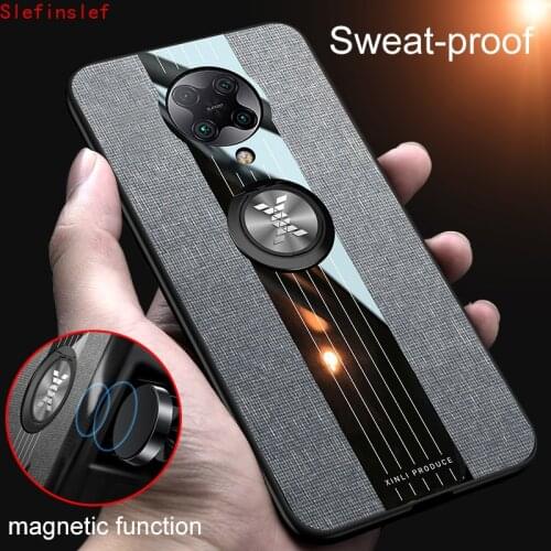 For Xiaomi Poco F2 Pro Case Ring Holder Fabric Hard Cover Soft Frame Cloth Phone Case For Xiaomi Mi POCO F2 Pro