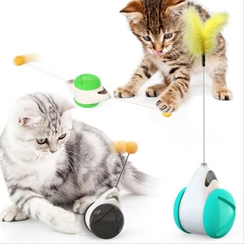 Interactive Cats Chasing Toy Tumbler Balance Car with Cat Mint Feather Catnip Fidget Toys for Kitten IQ Stimulation Accessories