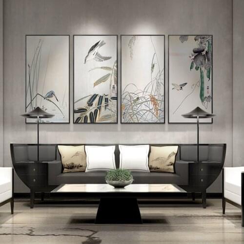 Chinese Style Flowers and Bird Painting Bird Singing on Plum blossom Artistic Beauty Picture Canvas Posters for Home Decoration