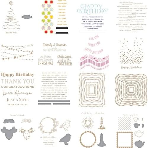 Hot Foil Plate Animal Birds Words Sentence Happy Birthday Thank You Tower Cup For DIY Scrapbook Photo Album Craft Card 2021 New