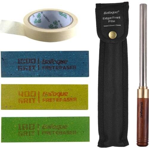 Baroque Guitar Repair Tools Kit 3pcs Guitar Fret Polishing Erasers and Guitar Fret Dressing Metal Pin File with 3 Size Edges
