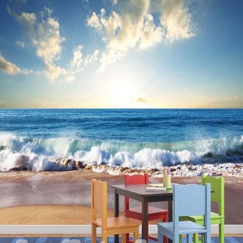 3D Mural Wallpaper Sea Beach Photo Murals Landscape Wallpapers for Sitting Room Papel De Parede Wall Paper Wall Art Decor