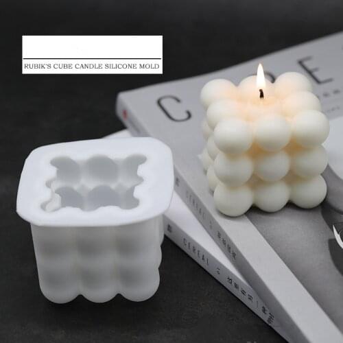New DIY 1 Rubiks Cube Candles Mould Soy Wax Candle Mold Aromatherapy Plaster 3D Silicone cake Molds Hand made Aroma Soap tools