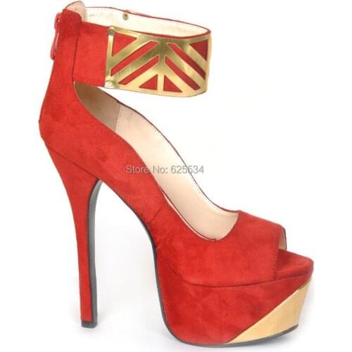 SHOFOO shoes,Beautiful and fashionable womens shoes, suede, high heels of about 14.5cm, peep toe pumps.SIZE:34-45