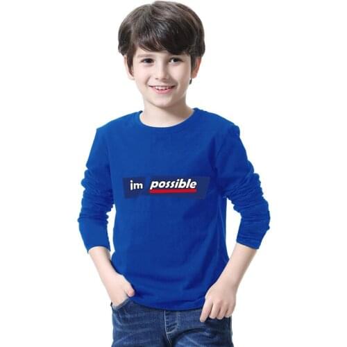 Printed Impossible T-shirts 2021 Spring New Boys T Shirts Long Sleeve O Neck Fashion Brand Kids Tops Tees Shirts 8 Colors