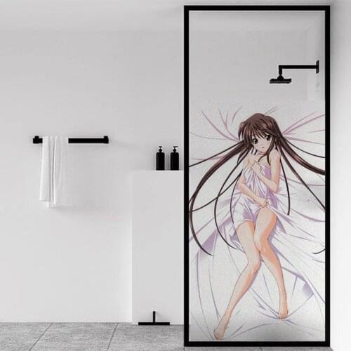 Static Cling Film bathroom window film glass doors cellophane toilet Window paper Glass Sticker Anime Print Customed