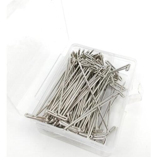 100pcs Good Quality Silver T pins for Wigs Making/Display On Foam Head 38mm/51mm Long T-pins Sewing Hair Needles Styling tools